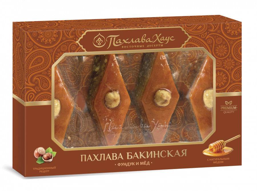 Пахлава Бакинская с фундуком и медом в индивидуальной упаковке, 260 г (4 шт.в упаковке)